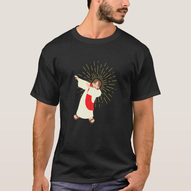 Camiseta Jesus Dabbing Gesture Dab Dance Sun Rays Religião (Frente)