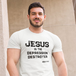 Camiseta Jesus Destruidor da Depressão Vida Cristã Luz