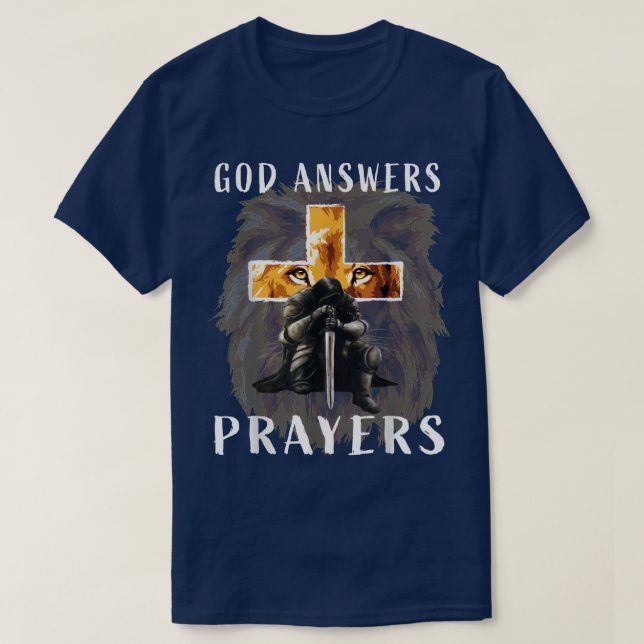 Camiseta Jesus Deus Responde Orações Guerreiros Homens Cris (Frente do Design)