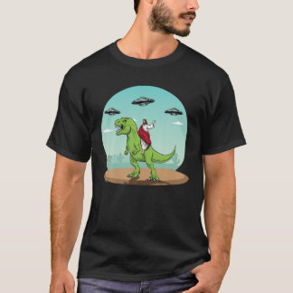 Camiseta Jesus Dirigindo Um Dinossauro Engraçado OVNI Alien