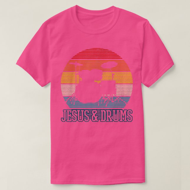 Camiseta Jesus Drums Vintage Retro Christian Drummer Gift (Frente do Design)