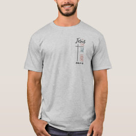 Camiseta "Jesus é a luz", seção personalizável no verso