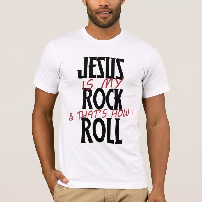 Camiseta Jesus é a minha pedra e é assim que eu rolo (Frente)