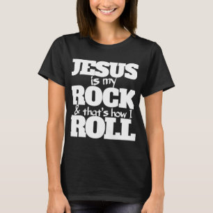 Camiseta Jesus é a minha pedra e é assim que eu rolo para C