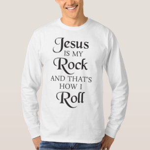 Camiseta Jesus é a minha rocha e é assim que eu faço Cristo