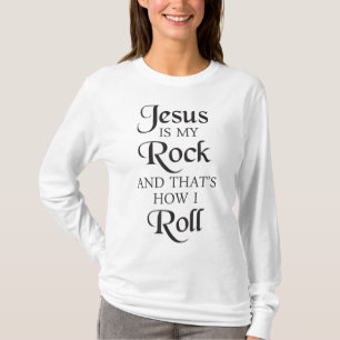 Camiseta Jesus é a minha rocha e é assim que eu faço Cristo