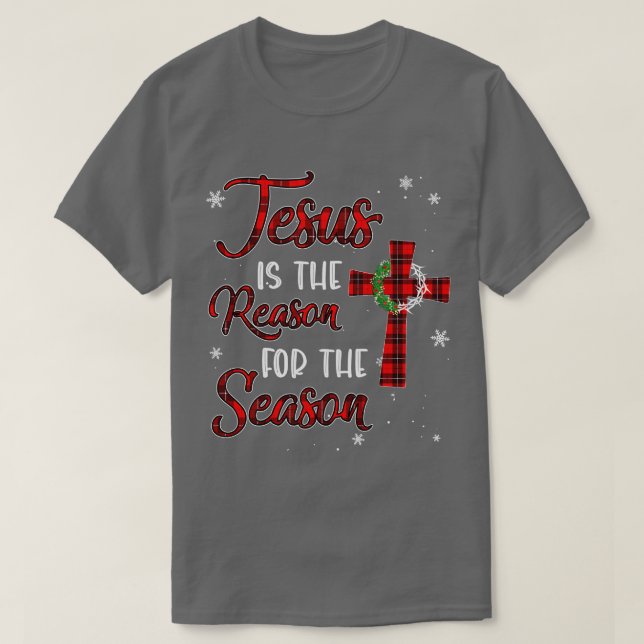 Camiseta Jesus É A Razão Da Xadrez De Natal Da Época (Frente do Design)