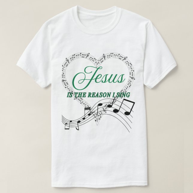 Camiseta Jesus é a razão de eu cantar uma nota musical (Frente do Design)