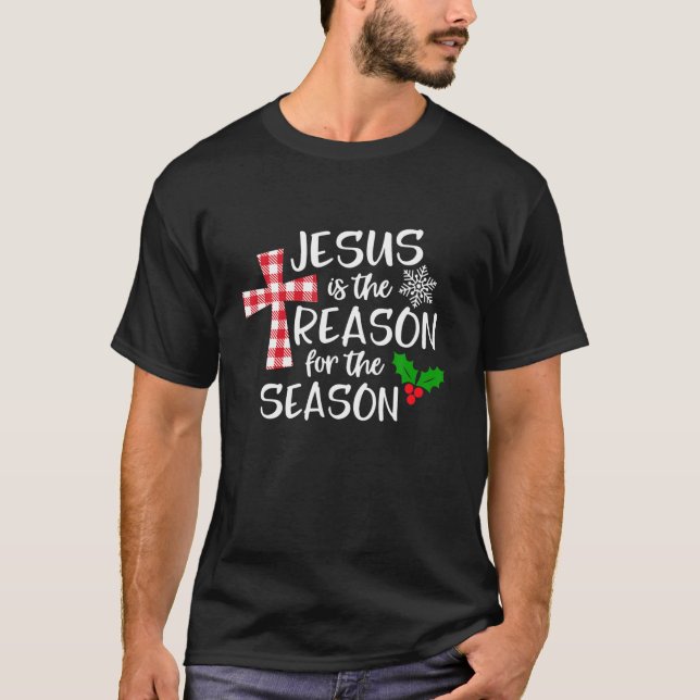Camiseta Jesus É A Razão Do Natal Da Xadrez Da Época (Frente)