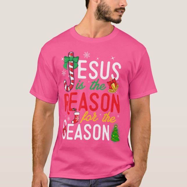 Camiseta Jesus É A Razão Do Natal Do Xmas Cristão S (Frente)