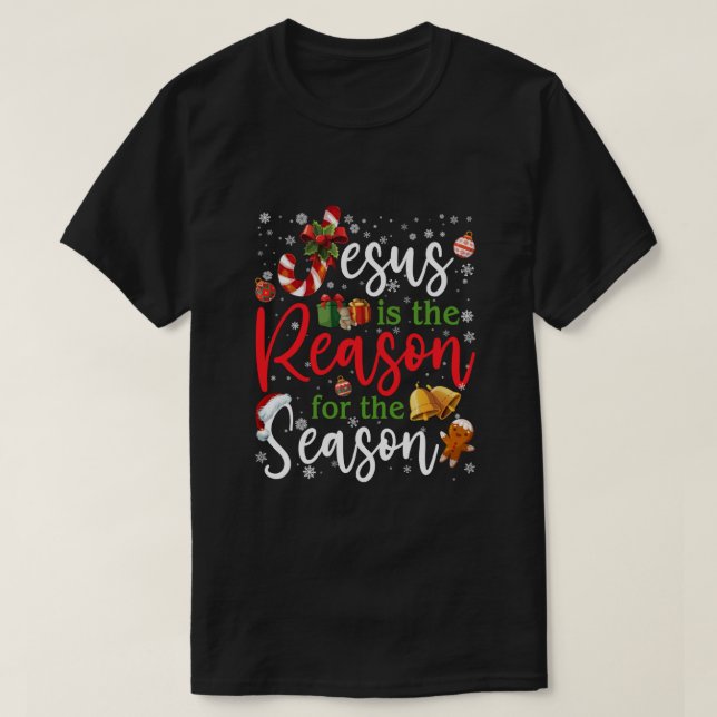 Camiseta Jesus É A Razão Para O Natal Do Doces Da Época (Frente do Design)