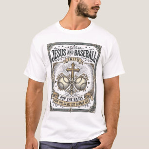 Camiseta Jesus e Beisebol Cristão Vintage