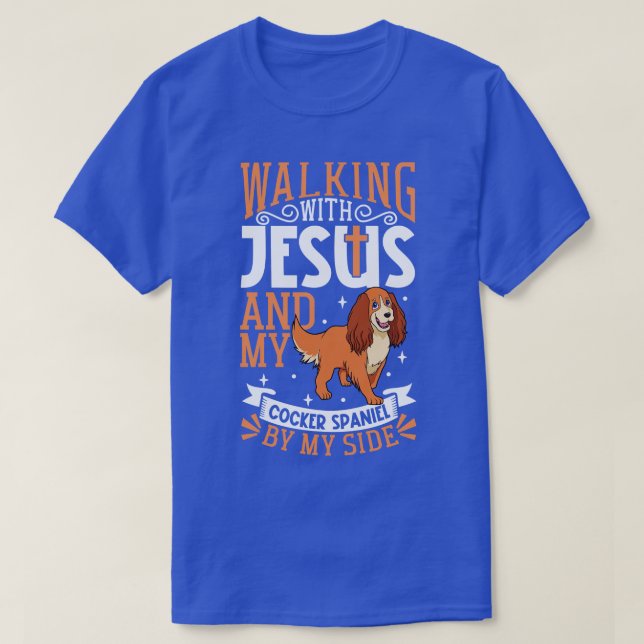 Camiseta Jesus e cão Cocker Spaniel (Frente do Design)