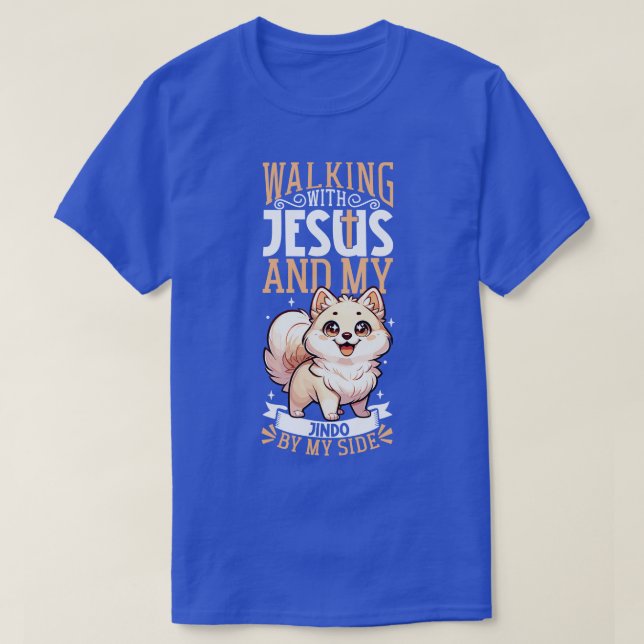 Camiseta Jesus e cão Jindo Coreano (Frente do Design)