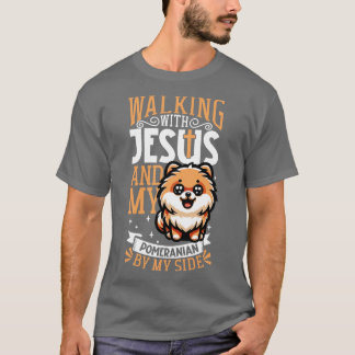 Camiseta Jesus e cão Pomeraniano