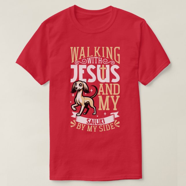 Camiseta Jesus e cão Saluki (Frente do Design)