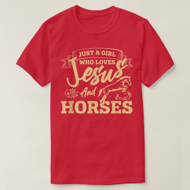 Camiseta Jesus e Cavalos Meninas do Ventre do Cavalo Mulher (Frente do Design)