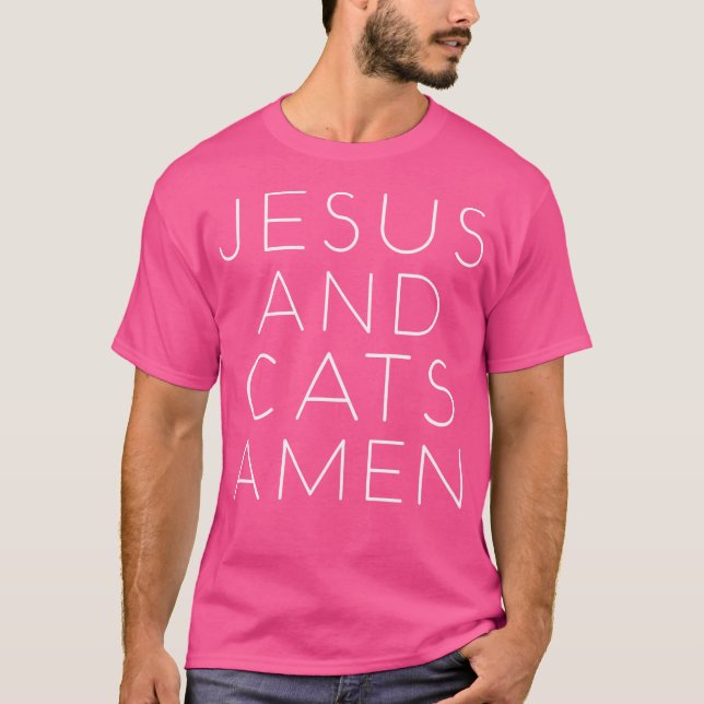 Camiseta Jesus E Gatos Amém (Frente)