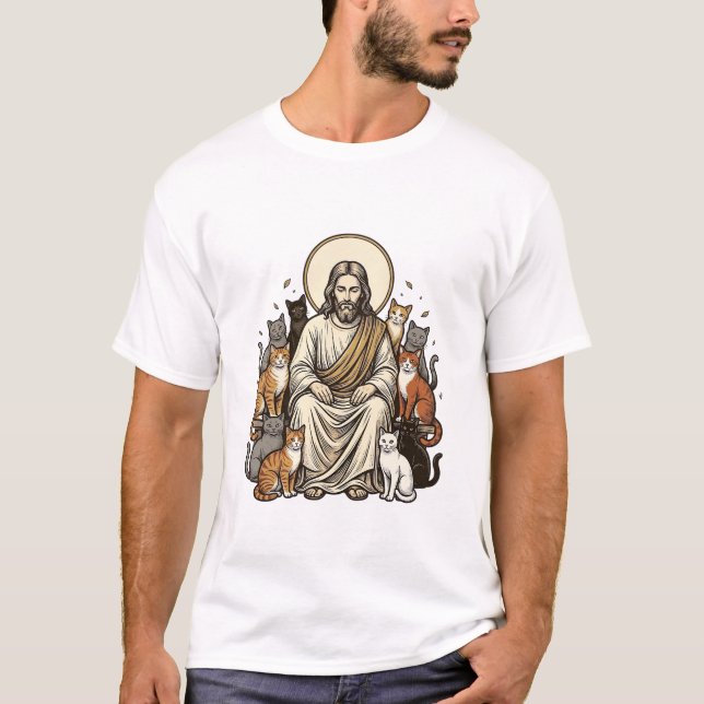 Camiseta Jesus e Gatos Vintage (Frente)