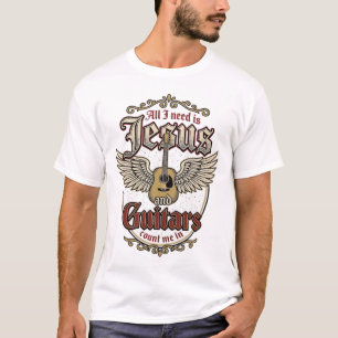 Camiseta Jesus e Guitarras Vintage Guitarra Cristã