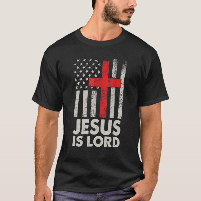 Camiseta Jesus é Lord American Flag Christian Patriótico 4t (Frente)