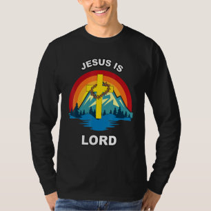 Camiseta Jesus É Lorde Sunset Cruzando Coroa De Thorns Chri