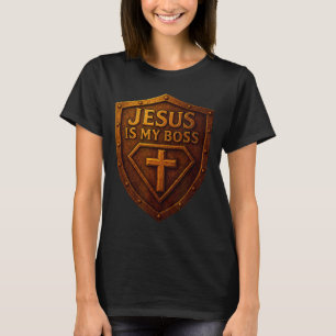 Camiseta Jesus É Meu Chefe Escudo Cristão Super-herói _1