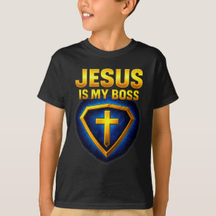 Camiseta Jesus É Meu Chefe Escudo Cristão Super-herói _5