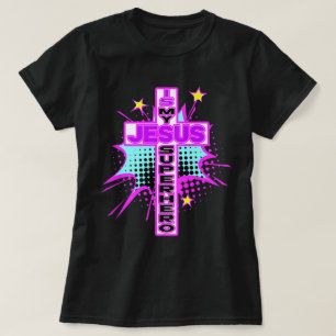 Camiseta Jesus É Meu Design de Super-Herói em Arte Pop