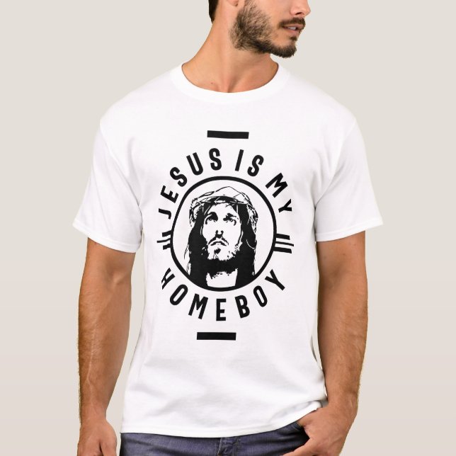 Camiseta Jesus É Meu Ficar em casa | Citação Encantada Cris (Frente)