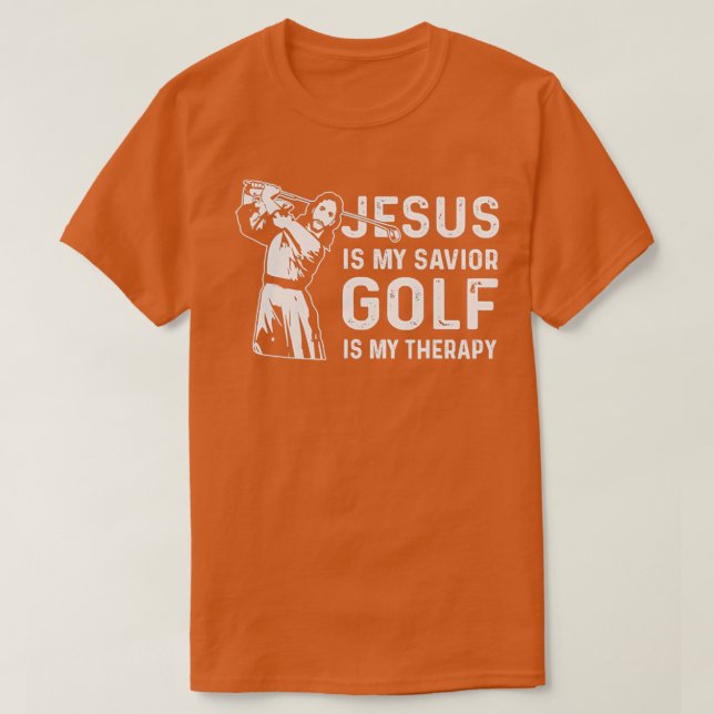 Camiseta Jesus é meu golfe salvador é minha terapia 1 (Frente do Design)