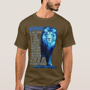 Camiseta Jesus é meu rei meu senhor meu salvador leão azul