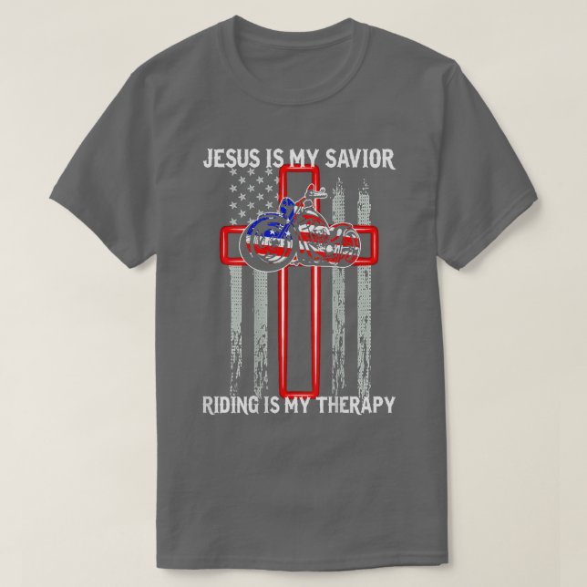 Camiseta Jesus é meu salvador andando é minha terapia ameri (Frente do Design)