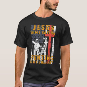 Camiseta Jesus é meu salvador caçando é minha terapia Hoodi