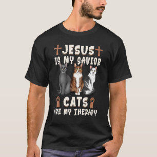 Camiseta Jesus É Meu Salvador Gatos São Minha Terapia Gato