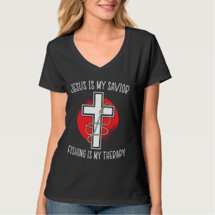 Camiseta Jesus é meu salvador pescar é meu cristão de terap