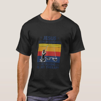 Camiseta Jesus É Meu Salvador Pescar É Meu Tanque De Terapi