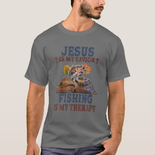 Camiseta Jesus É Meu Salvador Pescar É Minha Terapia