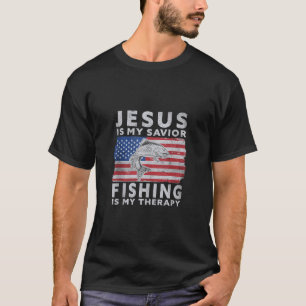 Camiseta Jesus é meu salvador pescar é minha terapia engraç