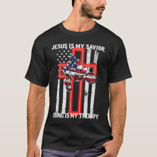 Camiseta Jesus é meu salvador pilotando é minha terapia ban