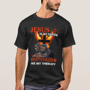 Camiseta Jesus É Meu Salvador Rottweilers É Minha Terapia C