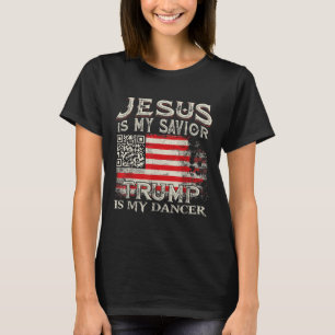 Camiseta Jesus É Meu Salvador Trump É Meu Dançarino Qr Trum