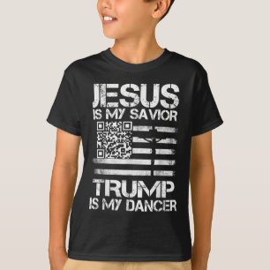Camiseta Jesus É Meu Salvador Trump É Meu Dançarino Qr Trum