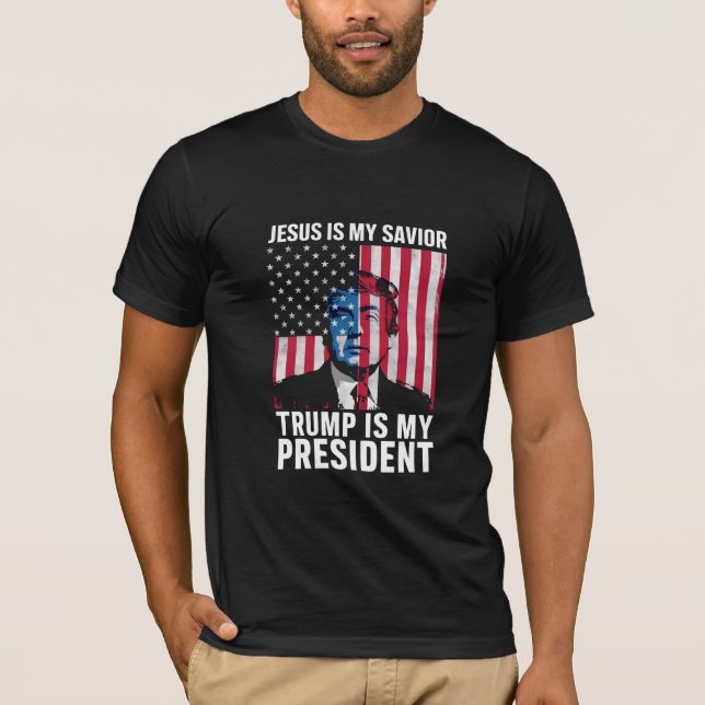 Camiseta Jesus é meu salvador Trump é meu presidente 2024 (Frente)