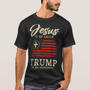 Camiseta Jesus É Meu Salvador Trump É Meu Presidente 2024 E
