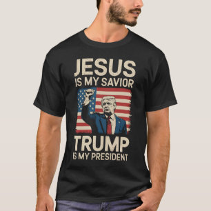 Camiseta Jesus É Meu Salvador Trump É Meu Presidente 47 EUA