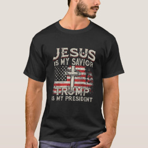 Camiseta Jesus É Meu Salvador Trump É Meu Presidente Americ
