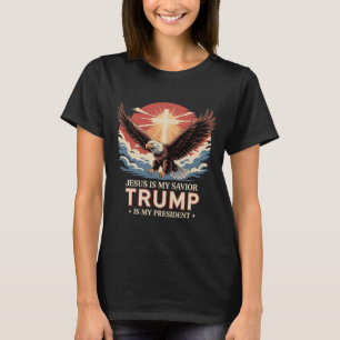Camiseta Jesus É Meu Salvador Trump É Meu Presidente Bíblic