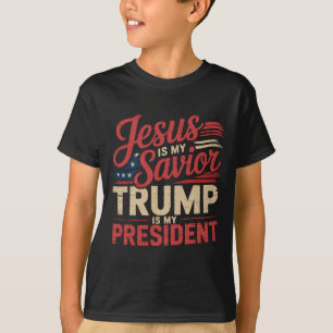 Camiseta Jesus É Meu Salvador Trump É Meu Presidente Bíblic