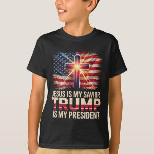 Camiseta Jesus É Meu Salvador Trump É Meu Presidente Cristã
